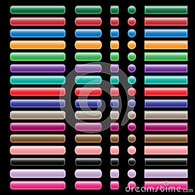 Web buttons collection in assorted colors Vector Illustration