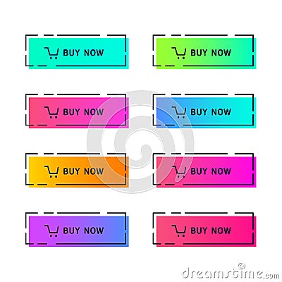 Web buttons flat design template with color gradient Vector Illustration