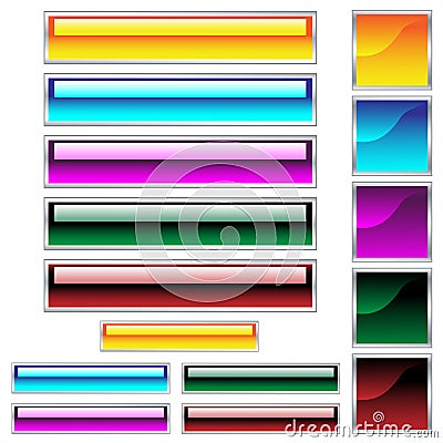 Web buttons glossy assorted colors Vector Illustration