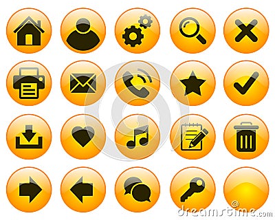 Web buttons yellow Vector Illustration