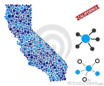 California Map Links Composition Vector Illustration