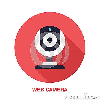 Web camera flat style icon. Wireless technology, video computer device sign. Vector illustration of communication Vector Illustration
