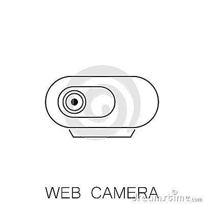 Web camera icon in flat style isolated on white background. For your design, logo Cartoon Illustration