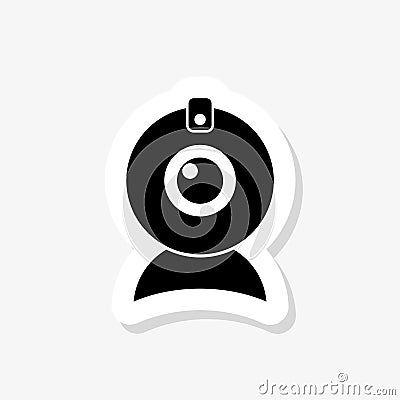 Web camera sticker in trendy design style. Web camera icon isolated on white background Vector Illustration