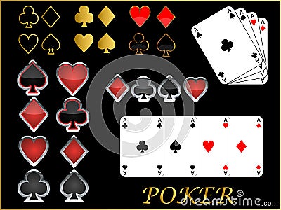 Casino poker cards suits set vector Vector Illustration