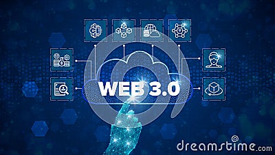 Web 3.0 Cloud construction concept on virtual screen. Stock Photo