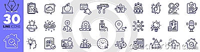 Web3, Cloud upload and Checked calculation line icons pack. For web app. Vector Vector Illustration