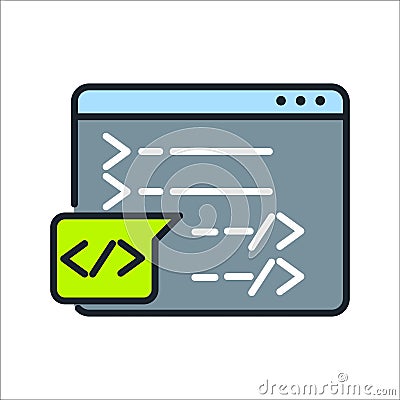 Web Coding Digital App Color Icon Illustration Design Vector Illustration
