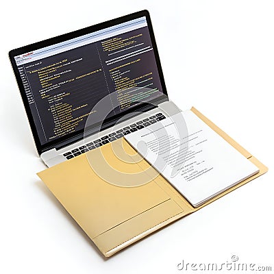 Web Coding with Folder Isolated on White Background Stock Photo