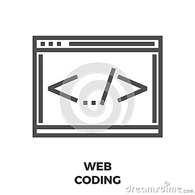 Web Coding Line Icon Vector Illustration