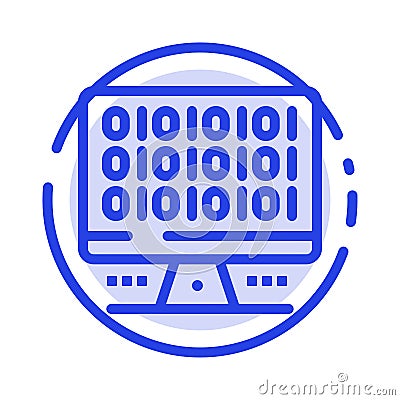 Web, Computer, Computing, Server Blue Dotted Line Line Icon Vector Illustration
