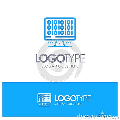 Web, Computer, Computing, Server Blue Logo Line Style Vector Illustration