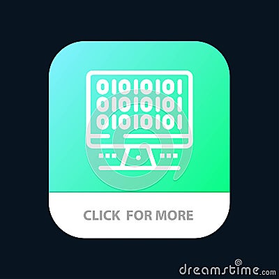 Web, Computer, Computing, Server Mobile App Button. Android and IOS Line Version Vector Illustration