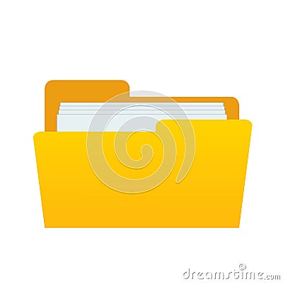 Web computer yellow folder with documents files for design on white, stock vector illustration Vector Illustration