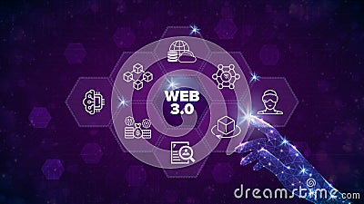 Web 3.0 construction concept on virtual screen. Semantic Web. Stock Photo