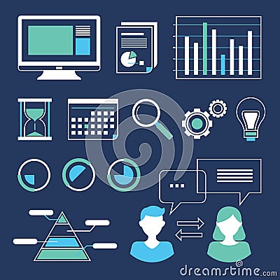 Web data analysis summary vector illustration set collection Vector Illustration