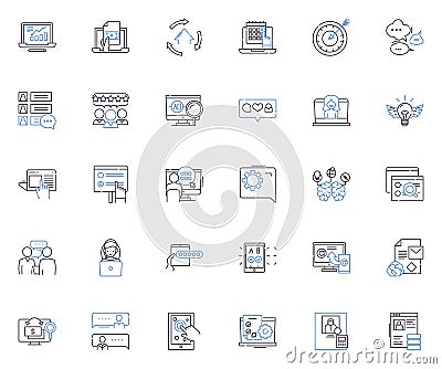 Web data line icons collection. Scraping, Crawling, Extraction, Parsing, Mining, Scrapers, Harvesting vector and linear Vector Illustration