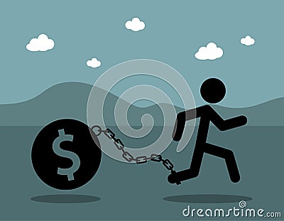 Debt burden, bankruptcy concept Cartoon Illustration