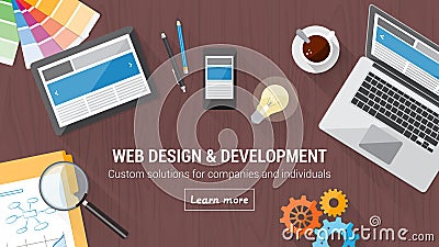 Web design concept desk Vector Illustration