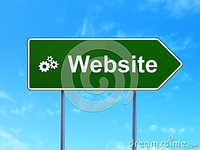 Web design concept: Website and Gears on road sign Stock Photo