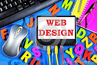 Web design-designing and creating user interfaces for websites. Web designers think through convenient solutions for submitting Stock Photo