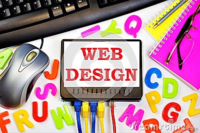 Web design-designing and creating user interfaces for websites. Web designers think through convenient solutions for submitting Stock Photo