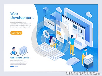 Web design and development isometric illustrations. Vector Illustration