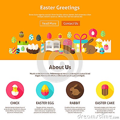 Web Design Easter Greeting Vector Illustration