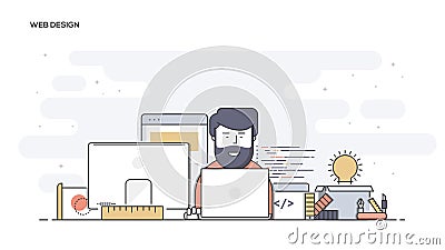 Web design Flat line designed banner Vector Illustration