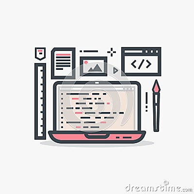 Web design laptop Vector Illustration