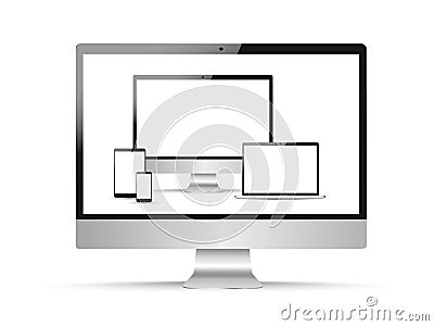 Web design, laptop, smartphone, tablet, computer, display Vector Illustration