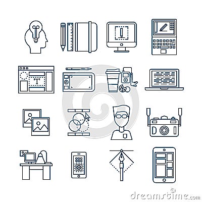 Web Design Linear Icons Vector Illustration