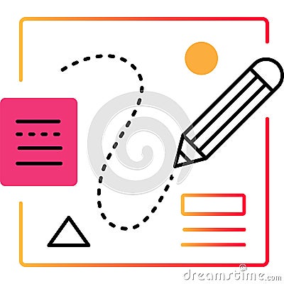 Web design outline icon sketching tool flat vector Stock Photo