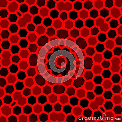 Web design. Red black hexagon pattern background. Modern flat digitally rendered graphic. Abstract geometric shape. Unique style. Stock Photo