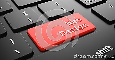 Web Design on Red Keyboard Button. Stock Photo