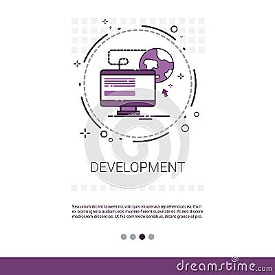 Web Design Software Development Computer Programming Device Technology Banner With Copy Space Vector Illustration