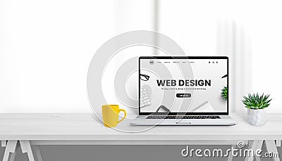 Web design studio promo web site on laptop display Stock Photo