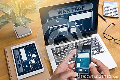 Web Design Template and web page Closeup shot of laptop with di Stock Photo