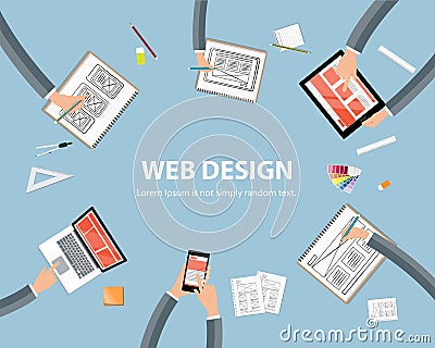 Web design workspace concept Vector Illustration