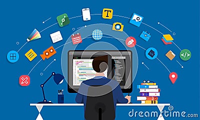 Web Designe and Programmer Vector Illustration