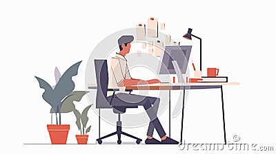 Professional Web Designer Creating Website Layout. Development, Graphics, Creative Design Process. Vector Illustration