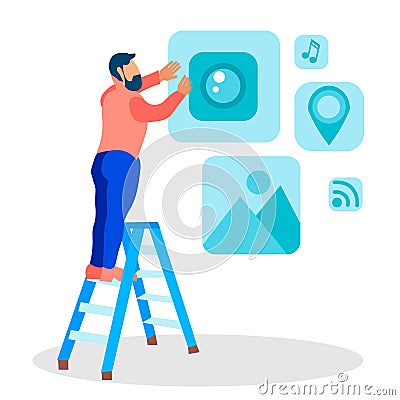 Web Designer Creating UI Flat Vector Illustration Vector Illustration