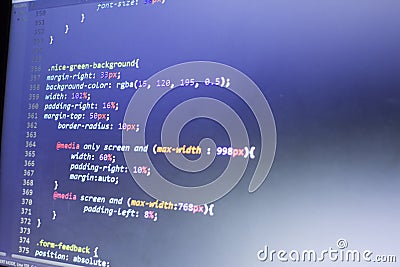 Web designer CSS3/LESS/SASS code close up Stock Photo