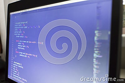 Web designer CSS3/LESS/SASS code close up Stock Photo