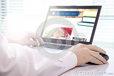 Web designer testing or designing new website. Stock Photo