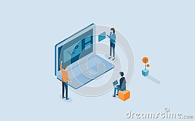 Web develop and web design process Vector Illustration