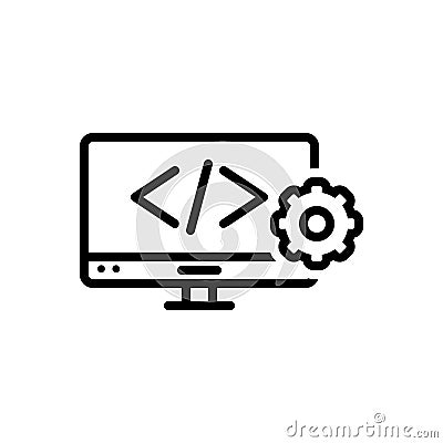 Black line icon for Web Develop, coding and html Stock Photo