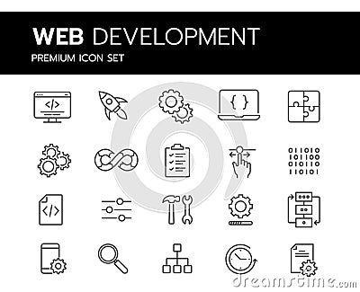 Web Develop Line icon set design Vector Vector Illustration