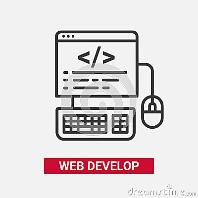 Web Develop - modern essential vector line design icon. Vector Illustration