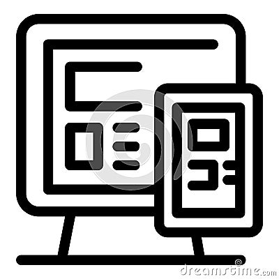 Web developer creating responsive website design for desktop and mobile Vector Illustration